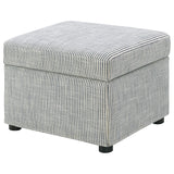 Winter Grey Upholstered Hydraulic Lift Top Storage Ottoman - Ornate Home