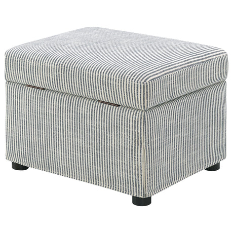 Winter Grey Upholstered Hydraulic Lift Top Storage Ottoman - Ornate Home