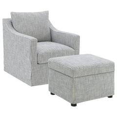 Winter Grey Upholstered Hydraulic Lift Top Storage Ottoman - Ornate Home