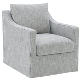 Winter Grey Upholstered Sloped Arm Accent Swivel Chair - Ornate Home