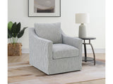 Winter Grey Upholstered Sloped Arm Accent Swivel Chair - Ornate Home