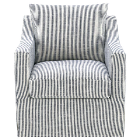Winter Grey Upholstered Sloped Arm Accent Swivel Chair - Ornate Home