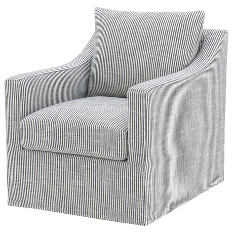 Winter Grey Upholstered Sloped Arm Accent Swivel Chair - Ornate Home