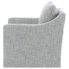 Winter Grey Upholstered Sloped Arm Accent Swivel Chair - Ornate Home