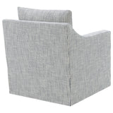 Winter Grey Upholstered Sloped Arm Accent Swivel Chair - Ornate Home