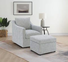 Winter Grey Upholstered Sloped Arm Accent Swivel Chair - Ornate Home