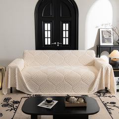 Winter Soft Plush Fleece Sofa Blanket Leaves Jacquard Couch Covers for Couches - Ornate Home