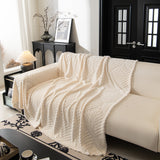 Winter Soft Plush Fleece Sofa Blanket Leaves Jacquard Couch Covers for Couches - Ornate Home