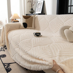 Winter Soft Plush Fleece Sofa Blanket Leaves Jacquard Couch Covers for Couches - Ornate Home