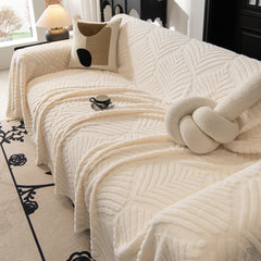 Winter Soft Plush Fleece Sofa Blanket Leaves Jacquard Couch Covers for Couches - Ornate Home