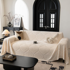Winter Soft Plush Fleece Sofa Blanket Leaves Jacquard Couch Covers for Couches - Ornate Home