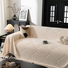 Winter Soft Plush Fleece Sofa Blanket Leaves Jacquard Couch Covers for Couches - Ornate Home