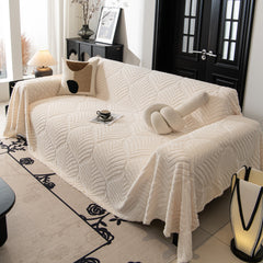 Winter Soft Plush Fleece Sofa Blanket Leaves Jacquard Couch Covers for Couches - Ornate Home