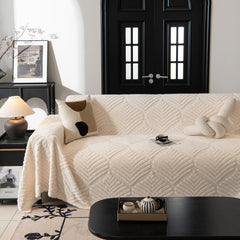Winter Soft Plush Fleece Sofa Blanket Leaves Jacquard Couch Covers for Couches - Ornate Home