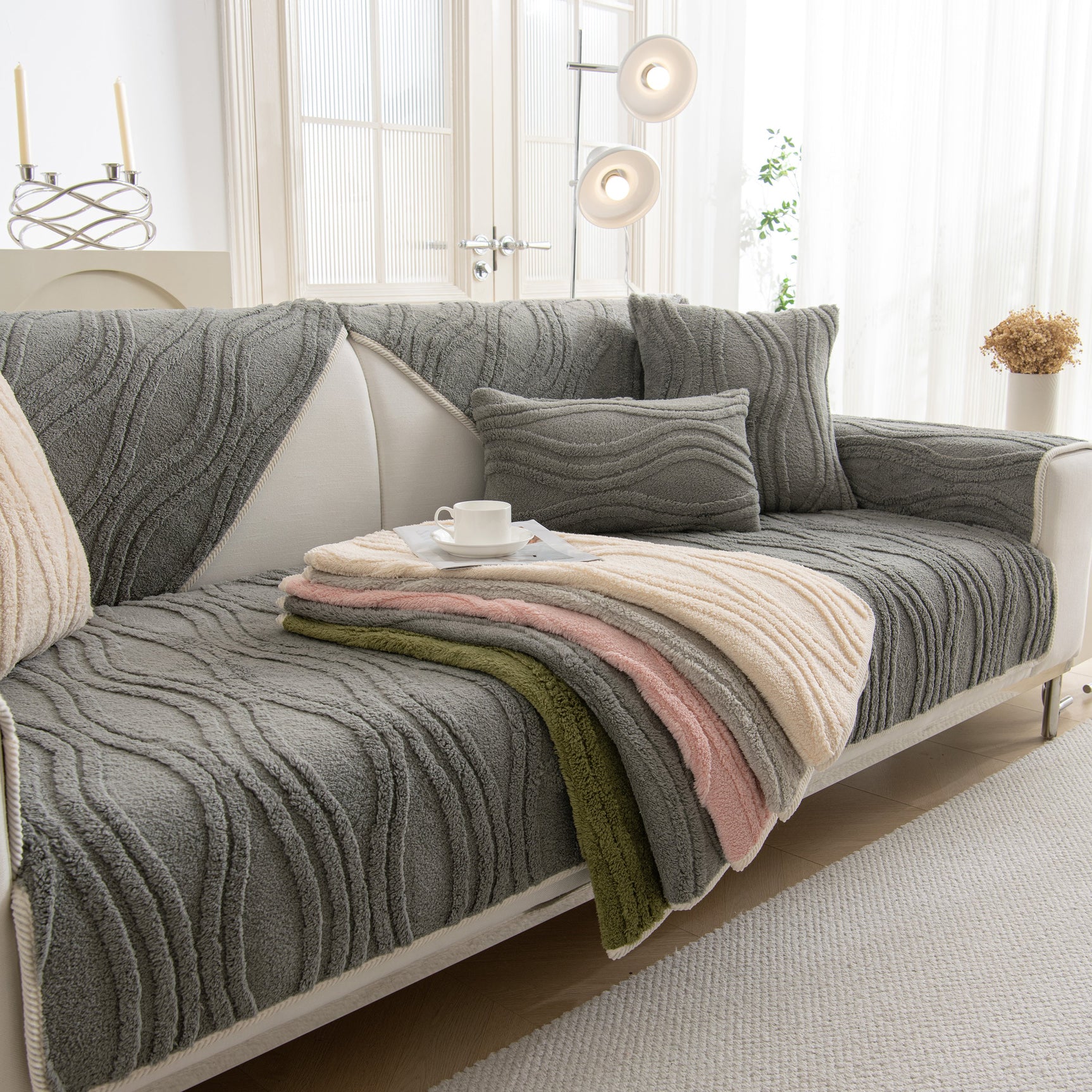 Winter Thickened Non-slip Blanket, Three-Dimensional Embossed Cotton Velvet Sofa Cover - Ornate Home