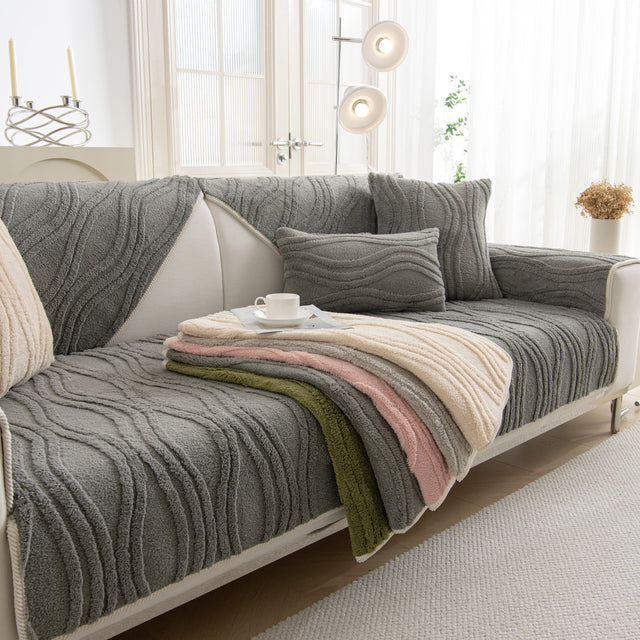 Winter Thickened Non-slip Blanket, Three-Dimensional Embossed Cotton Velvet Sofa Cover - Ornate Home
