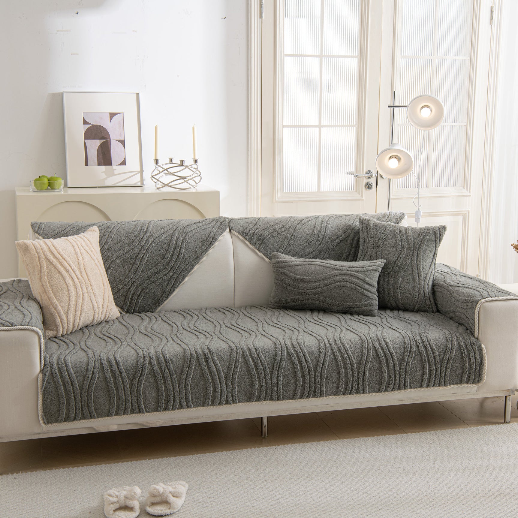 Winter Thickened Non-slip Blanket, Three-Dimensional Embossed Cotton Velvet Sofa Cover - Ornate Home