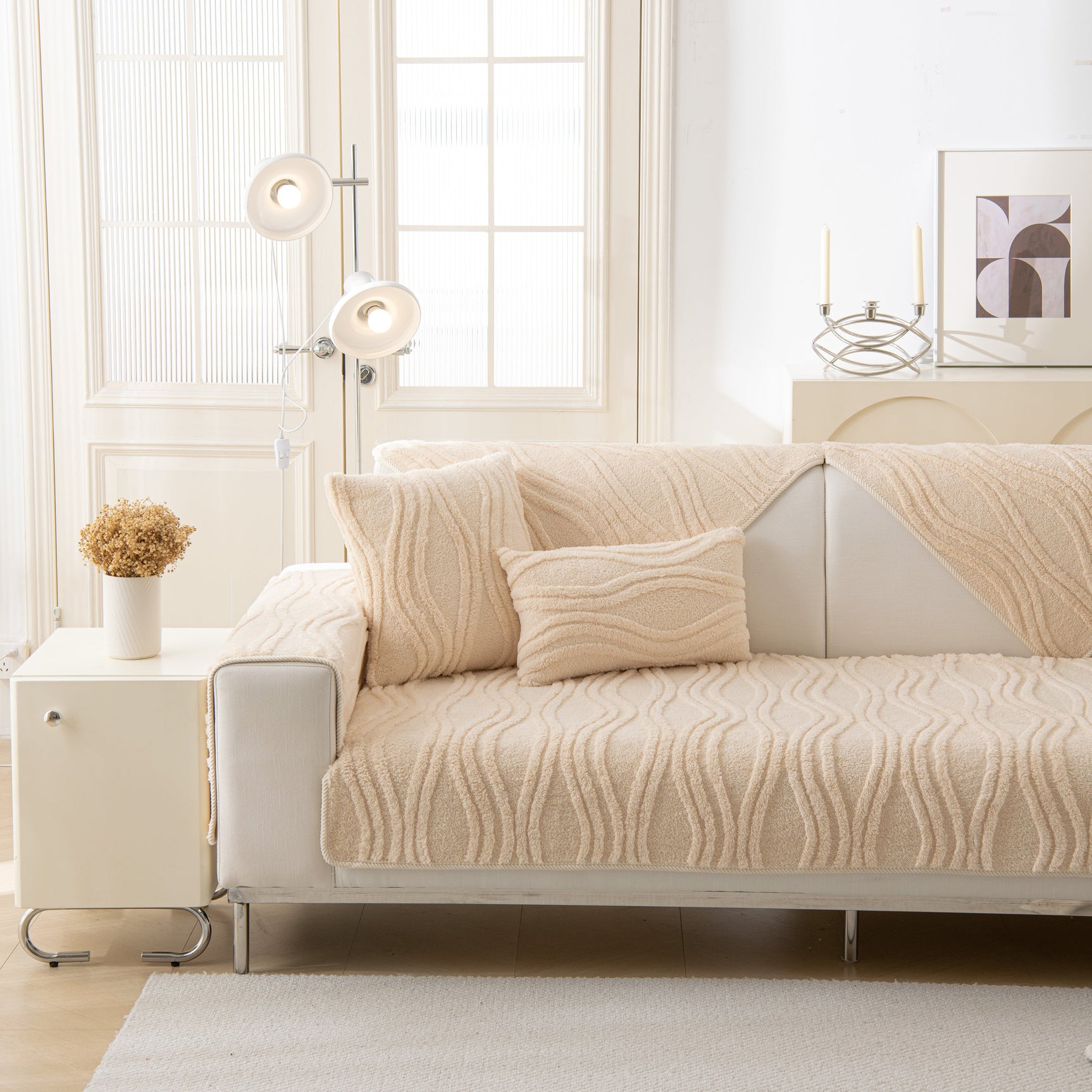 Winter Thickened Non-slip Blanket, Three-Dimensional Embossed Cotton Velvet Sofa Cover - Ornate Home