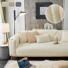Winter Thickened Rabbit Plush Non-slip Sofa Cushion, Faux Fur Fluffy Furniture Protector - Ornate Home