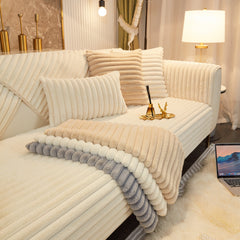 Winter Thickened Rabbit Plush Non-slip Sofa Cushion, Faux Fur Fluffy Furniture Protector - Ornate Home
