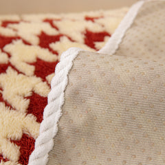 Winter Thickened Sherpa Fleece Houndstooth Sofa Cushion, Non-slip Sofa Cover with Plush - Ornate Home