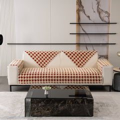 Winter Thickened Sherpa Fleece Houndstooth Sofa Cushion, Non-slip Sofa Cover with Plush - Ornate Home