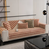 Winter Thickened Sherpa Fleece Houndstooth Sofa Cushion, Non-slip Sofa Cover with Plush - Ornate Home