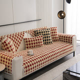 Winter Thickened Sherpa Fleece Houndstooth Sofa Cushion, Non-slip Sofa Cover with Plush - Ornate Home