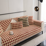 Winter Thickened Sherpa Fleece Houndstooth Sofa Cushion, Non-slip Sofa Cover with Plush - Ornate Home