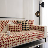 Winter Thickened Sherpa Fleece Houndstooth Sofa Cushion, Non-slip Sofa Cover with Plush - Ornate Home