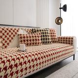 Winter Thickened Sherpa Fleece Houndstooth Sofa Cushion, Non-slip Sofa Cover with Plush - Ornate Home