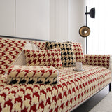 Winter Thickened Sherpa Fleece Houndstooth Sofa Cushion, Non-slip Sofa Cover with Plush - Ornate Home