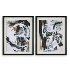Winterland Black/Brown/White Abstract Prints (Set of 2) - Ornate Home