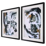 Winterland Black/Brown/White Abstract Prints (Set of 2) - Ornate Home