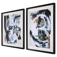 Winterland Black/Brown/White Abstract Prints (Set of 2) - Ornate Home