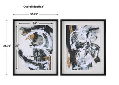 Winterland Black/Brown/White Abstract Prints (Set of 2) - Ornate Home