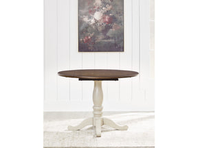 Wirloni Antique White/Brown Dining Drop Leaf Table (Online Special Price) - Ornate Home