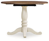 Wirloni Antique White/Brown Dining Drop Leaf Table (Online Special Price) - Ornate Home