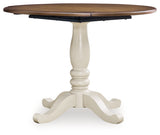 Wirloni Antique White/Brown Dining Drop Leaf Table - Ornate Home