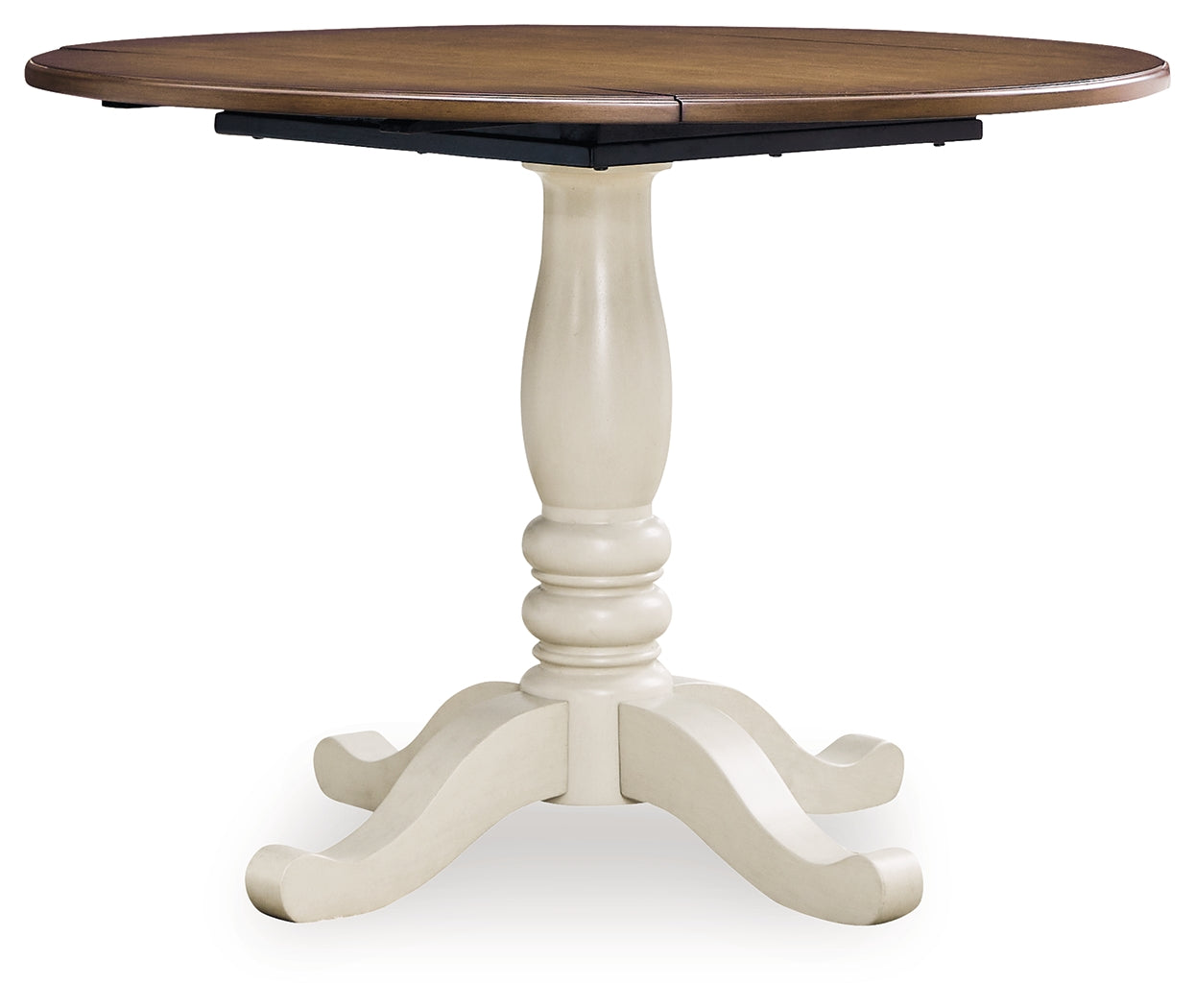 Wirloni Antique White/Brown Dining Drop Leaf Table - Ornate Home
