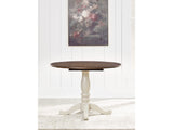 Wirloni Antique White/Brown Dining Drop Leaf Table - Ornate Home