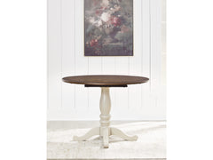 Wirloni Antique White/Brown Dining Drop Leaf Table - Ornate Home