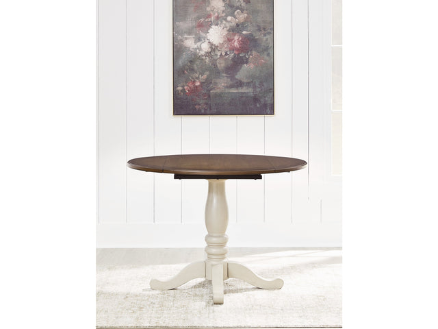 Wirloni Antique White/Brown Dining Drop Leaf Table - Ornate Home