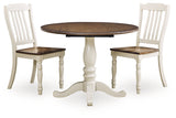 Wirloni Antique White/Brown Dining Table and 2 Chairs (Online Special Price) - Ornate Home