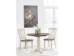 Wirloni Antique White/Brown Dining Table and 2 Chairs - Ornate Home