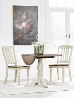 Wirloni Antique White/Brown Dining Table and 2 Chairs - Ornate Home