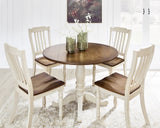 Wirloni Antique White/Brown Dining Table and 4 Chairs - Ornate Home
