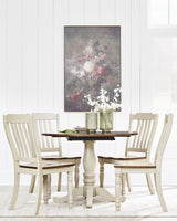 Wirloni Antique White/Brown Dining Table and 4 Chairs - Ornate Home