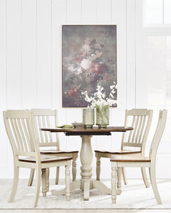 Wirloni Antique White/Brown Dining Table and 4 Chairs - Ornate Home