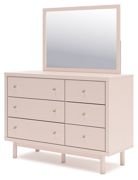 Wistenpine Blush Full Upholstered Panel Bed & Dresser & Mirror - Ornate Home